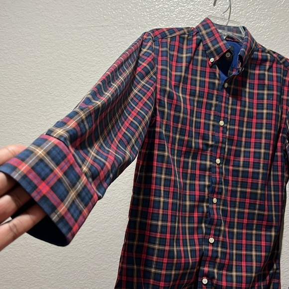 Banana Republic Shirt Mens Small Non Iron Tailored Slim Tartan Plaid Button Down - Picture 4 of 7